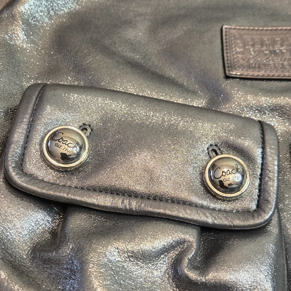 COACH Silver Metallic POPPY Shoulder 2-Way Bag - Picture 7 of 16
